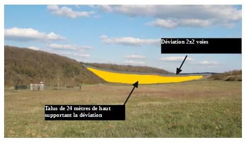 Vue  imagée de la déviation dans la vallée de la Queue d'hirondelle